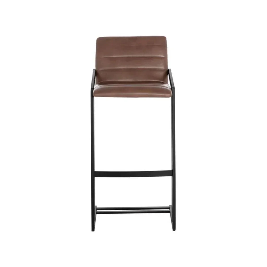 Webber Industrial Chic Leather Barstool - LOOMLAN - SUNPAN - Bar Stools