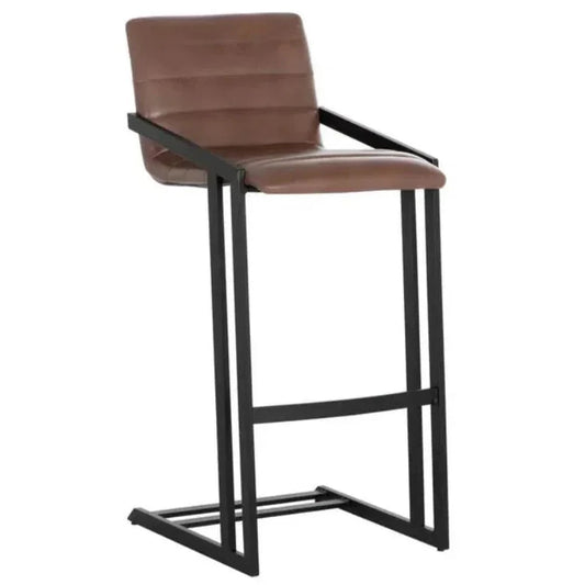 Webber Industrial Chic Leather Barstool - LOOMLAN - SUNPAN - Bar Stools