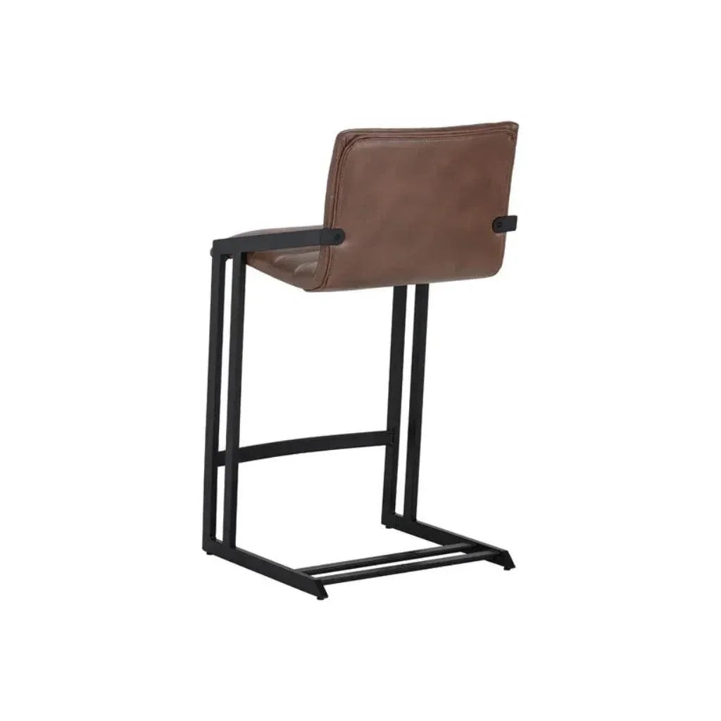 Webber Industrial Chic Leather Counter Stool - LOOMLAN - SUNPAN - Counter Stools