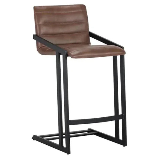 Webber Industrial Chic Leather Counter Stool - LOOMLAN - SUNPAN - Counter Stools