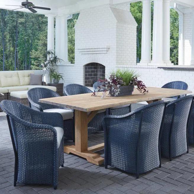 Weekend Retreat Dining Table Set For 8 Wicker Chairs-Outdoor Dining Sets-Lloyd Flanders-LOOMLAN