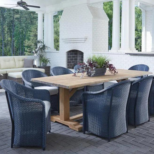 Weekend Retreat Dining Table Set For 8 Wicker Chairs-Outdoor Dining Sets-Lloyd Flanders-LOOMLAN