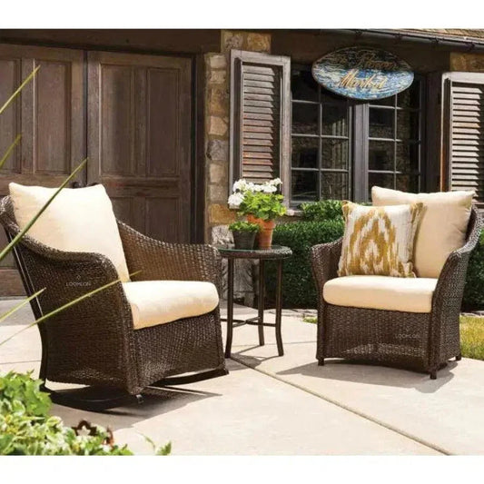 Weekend Retreat Rocker Lounge Chair Set Table-Outdoor Lounge Sets-Lloyd Flanders-LOOMLAN