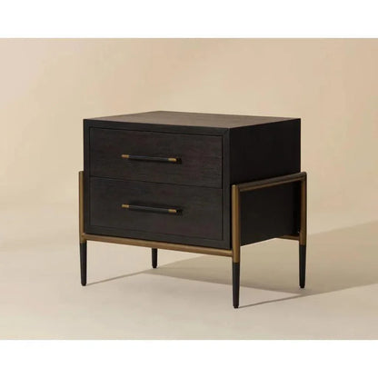 Weldrick Iron Based Wooden Nightstand - LOOMLAN - SUNPAN - Nightstands