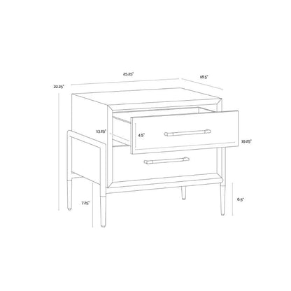 Weldrick Iron Based Wooden Nightstand - LOOMLAN - SUNPAN - Nightstands