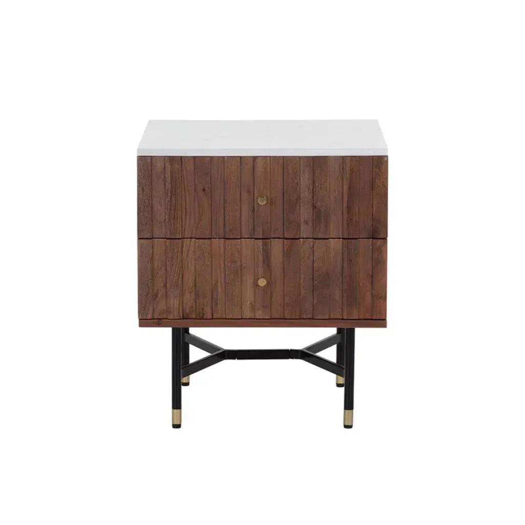 Wellington Wooden Marble Nightstand - LOOMLAN - SUNPAN - Nightstands