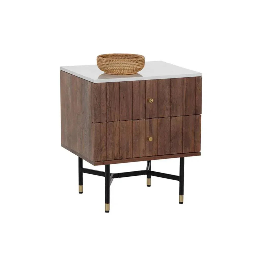 Wellington Wooden Marble Nightstand - LOOMLAN - SUNPAN - Nightstands
