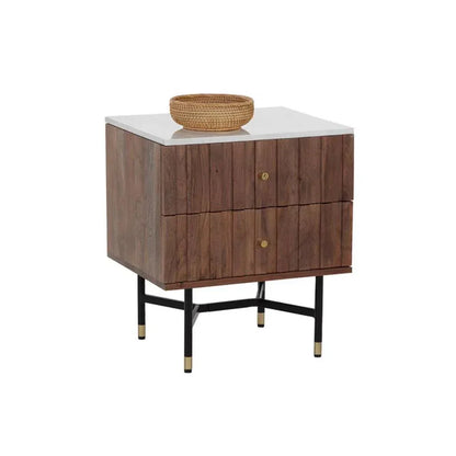 Wellington Wooden Marble Nightstand - LOOMLAN - SUNPAN - Nightstands