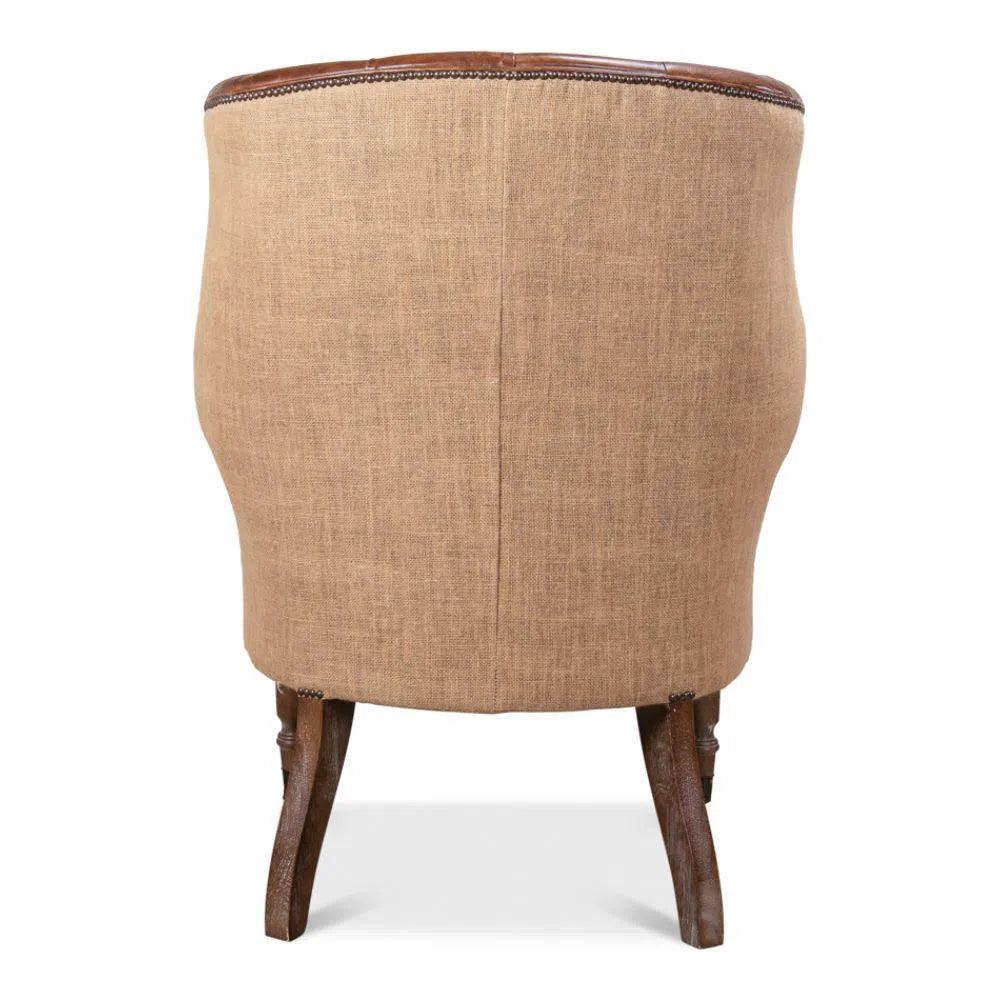 Welsh Leather & Jute Wing Back Accent Chair - LOOMLAN - Sarreid - Accent Chairs