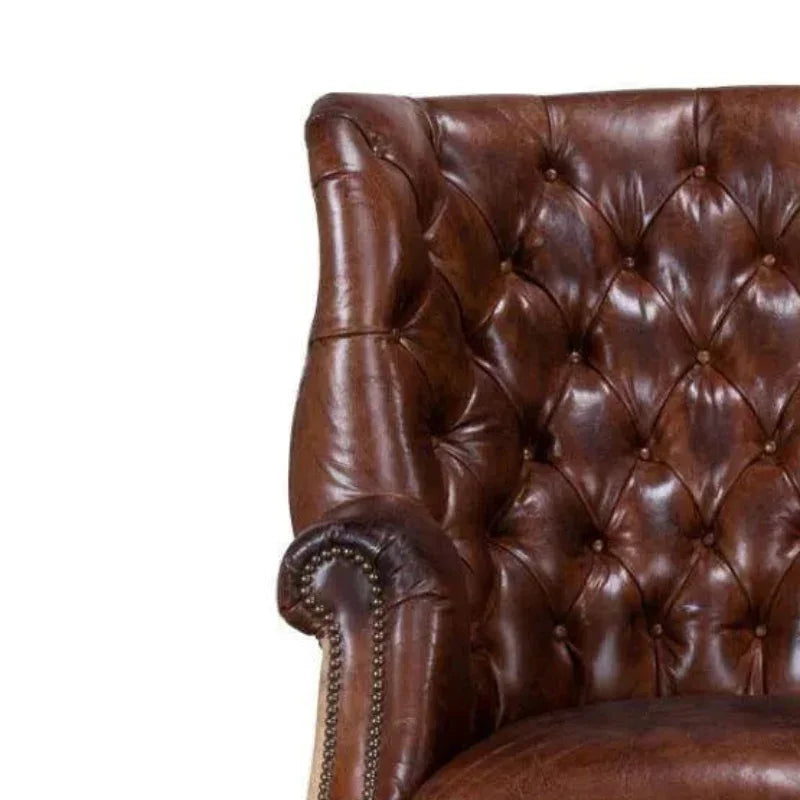 Welsh Leather & Jute Wing Back Accent Chair - LOOMLAN - Sarreid - Accent Chairs