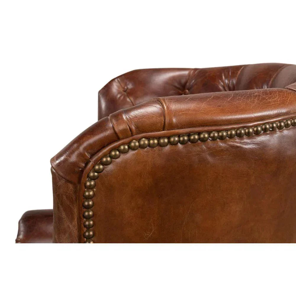 Welsh Leather Wingback Accent Chair Havana - LOOMLAN - Sarreid - Accent Chairs