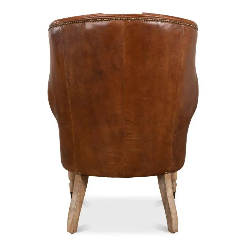 Welsh Leather Wingback Accent Chair Havana - LOOMLAN - Sarreid - Accent Chairs