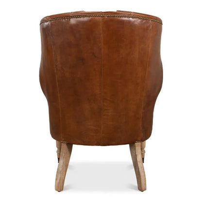 Welsh Leather Wingback Accent Chair Havana - LOOMLAN - Sarreid - Accent Chairs