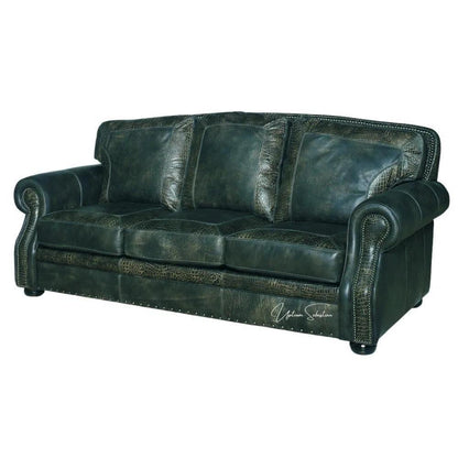 Western Couch Green Teal Alligator Embossed Leather - LOOMLAN - Uptown Sebastian - Sofas & Loveseats
