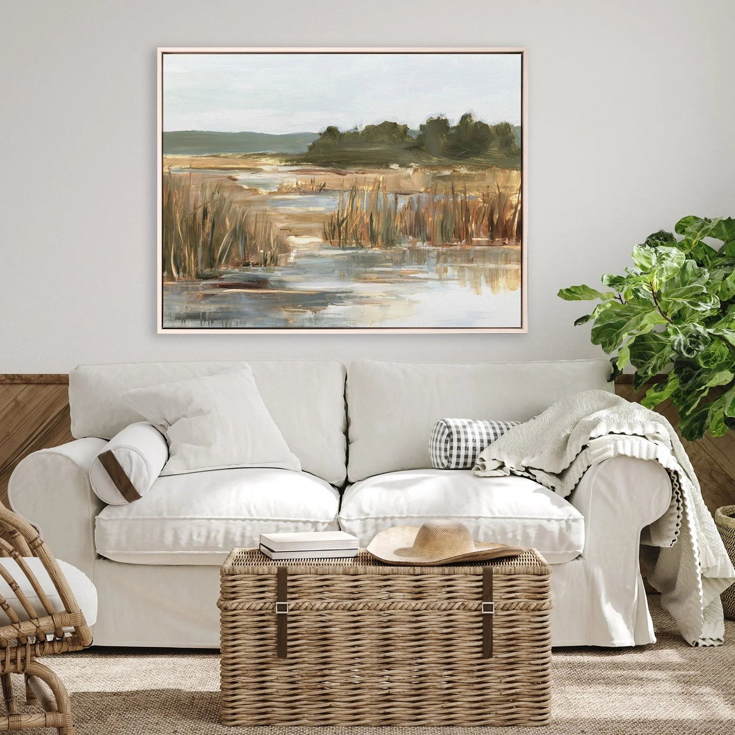 Wetland Grasses II Wood Frame Canvas Art