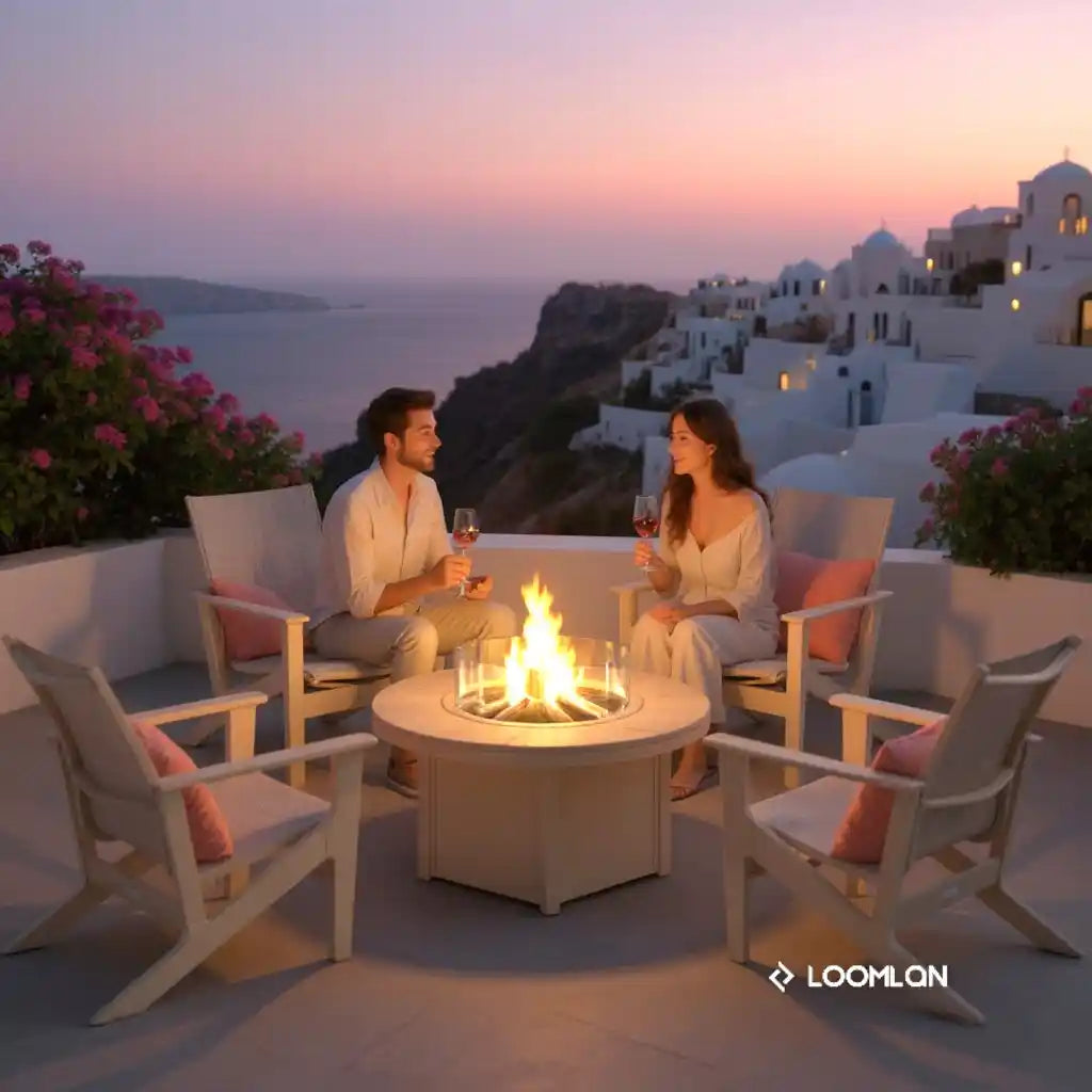 Wexler Sling Chat Height Polymer Arm Chair-Outdoor Accent Chairs-Telescope-LOOMLAN