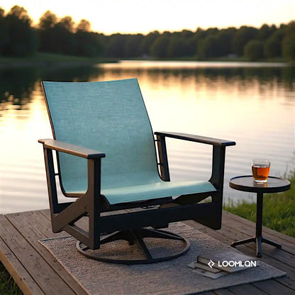 Wexler Sling Chat Height Swivel Rocker Polymer Arms-Outdoor Accent Chairs-Telescope-LOOMLAN