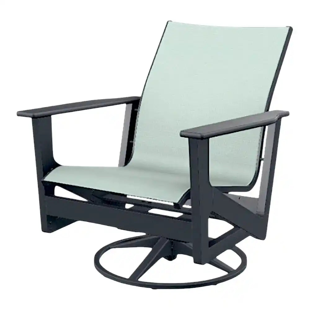 Wexler Sling Chat Height Swivel Rocker Polymer Arms-Outdoor Accent Chairs-Telescope-LOOMLAN