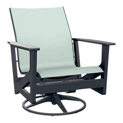 Wexler Sling Chat Height Swivel Rocker Polymer Arms-Outdoor Accent Chairs-Telescope-LOOMLAN