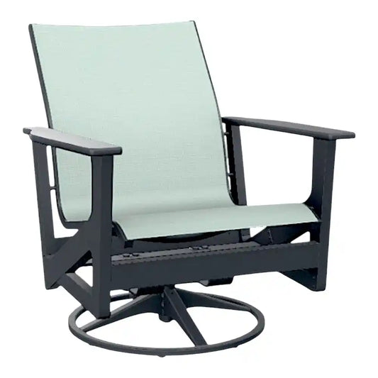 Wexler Sling Chat Height Swivel Rocker Polymer Arms-Outdoor Accent Chairs-Telescope-LOOMLAN
