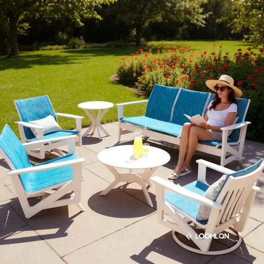 Wexler Sling Chat Three - Seat Sofa Polymer Arms - LOOMLAN - Telescope - Outdoor Sofas & Loveseats