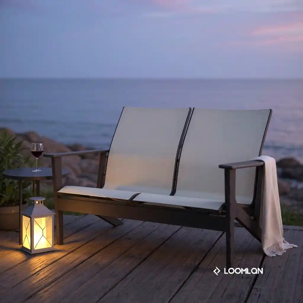 Wexler Chat Height 2 - Seat Loveseat Polymer Arms - LOOMLAN - Telescope - Outdoor Sofas & Loveseats