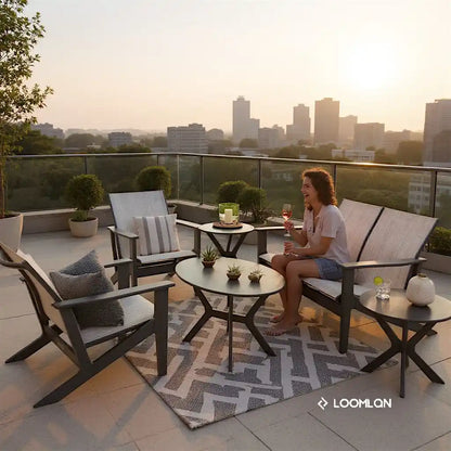 Wexler Chat Height 2 - Seat Loveseat Polymer Arms - LOOMLAN - Telescope - Outdoor Sofas & Loveseats