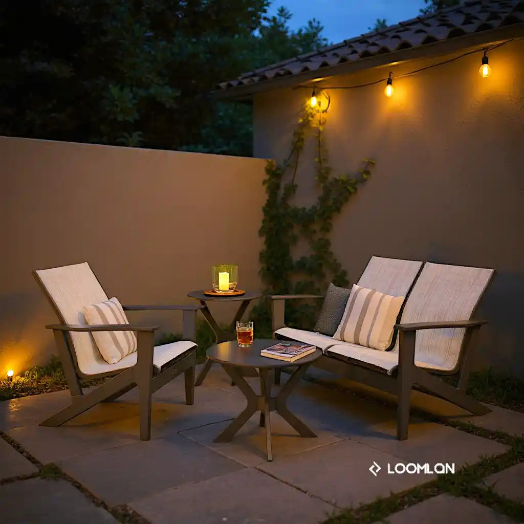 Wexler Chat Height 2 - Seat Loveseat Polymer Arms - LOOMLAN - Telescope - Outdoor Sofas & Loveseats