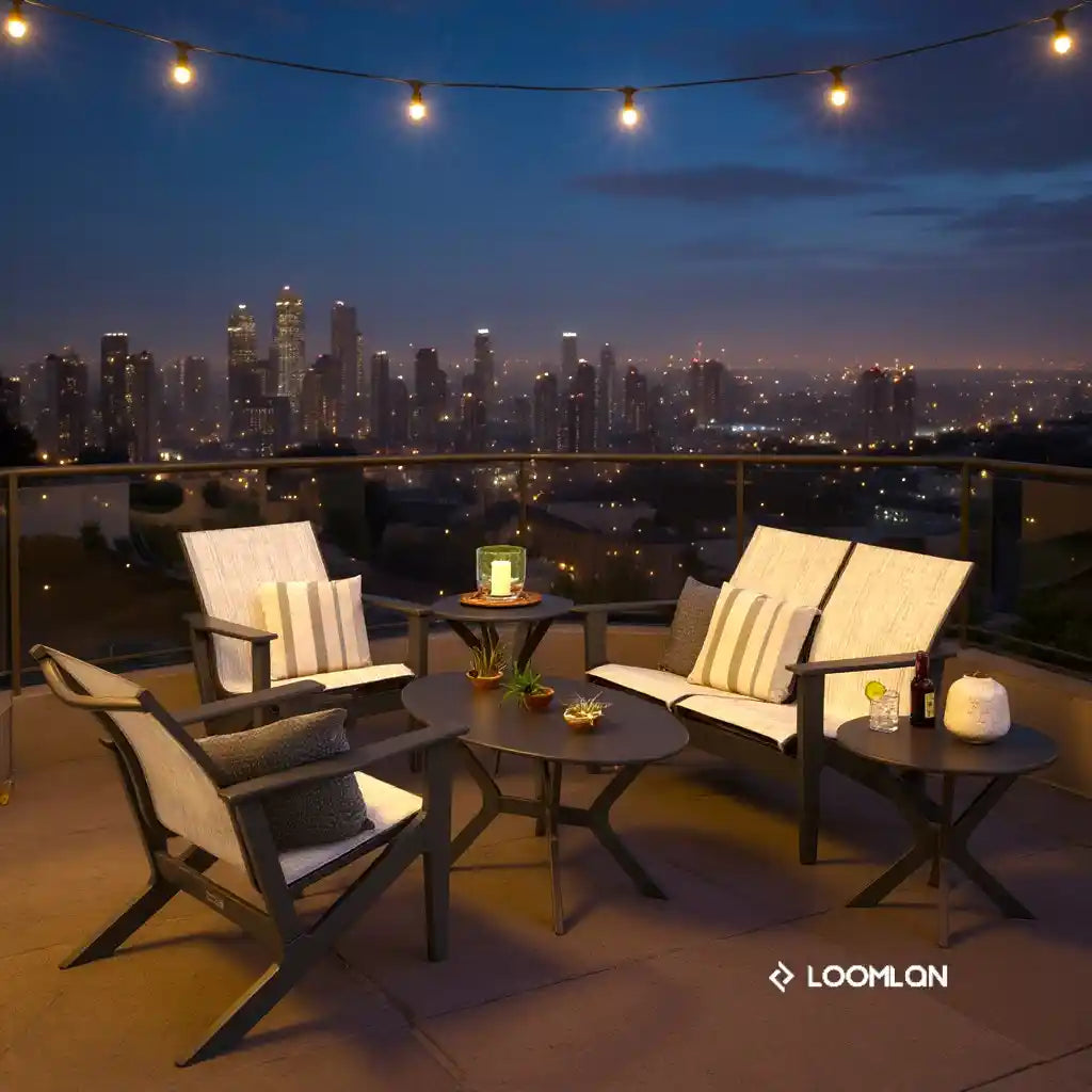 Wexler Chat Height 2 - Seat Loveseat Polymer Arms - LOOMLAN - Telescope - Outdoor Sofas & Loveseats