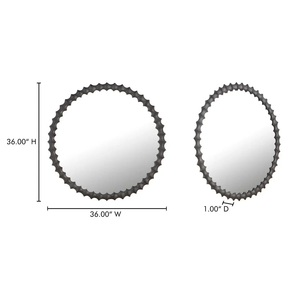 Whitby Unique Textured Round Wall Mirror - LOOMLAN - Moe's Home - Wall Mirrors