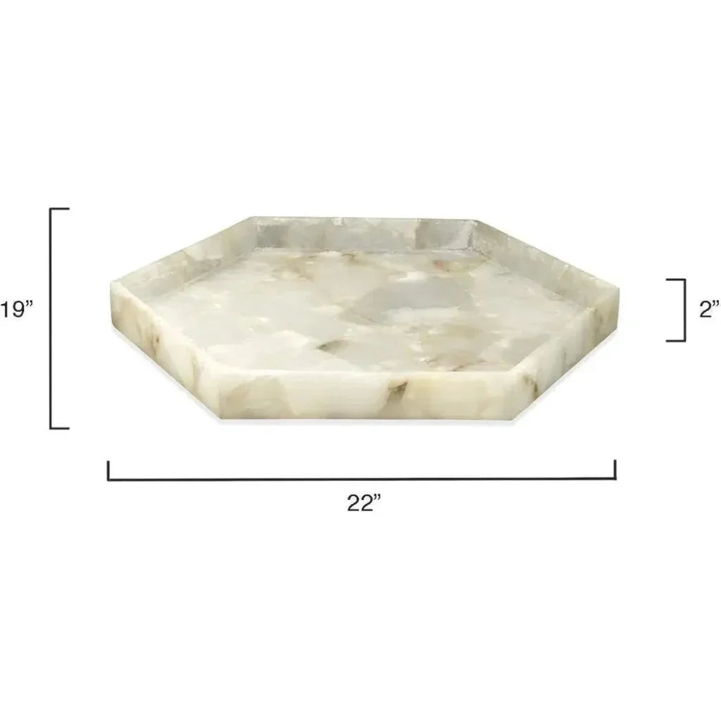 White Alabaster Antonia Tray Tabletop Decor - Large - LOOMLAN - Jamie Young - Trays