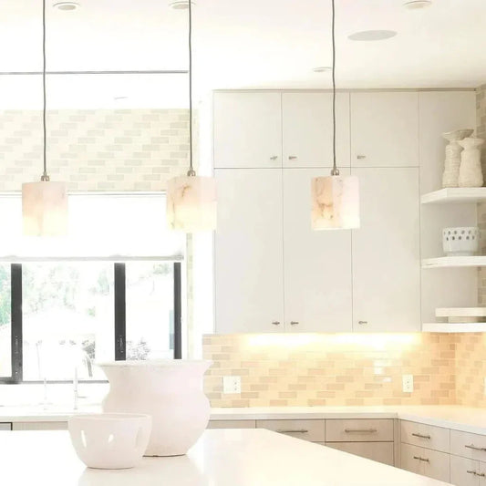 White Alabaster Borealis Hexagon Pendant - LOOMLAN - Jamie Young - Pendants