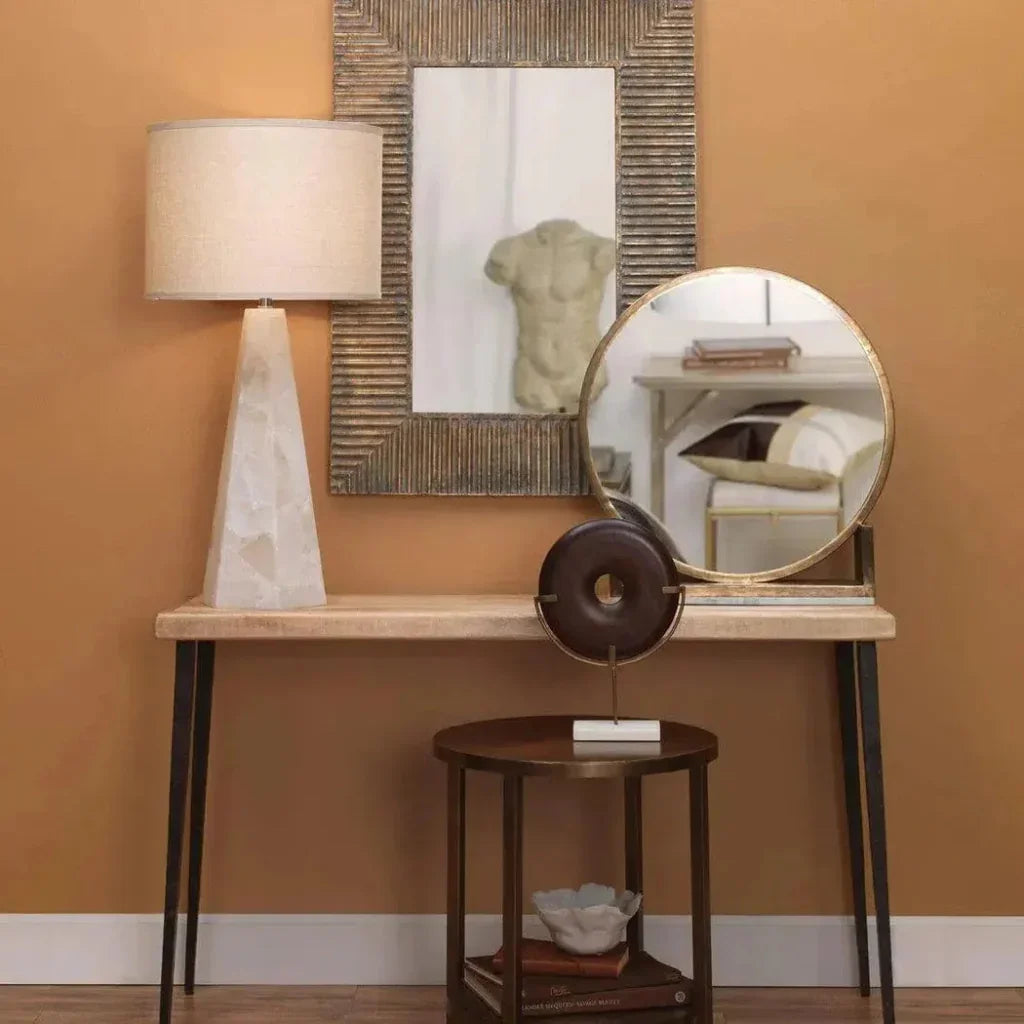 White Alabaster Borealis Hexagon Table Lamp - LOOMLAN - Jamie Young - Table Lamps