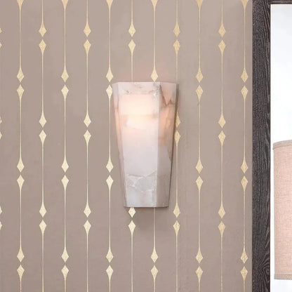White Alabaster Borealis Tall Hexagon Wall Sconce - LOOMLAN - Jamie Young - Wall Sconces