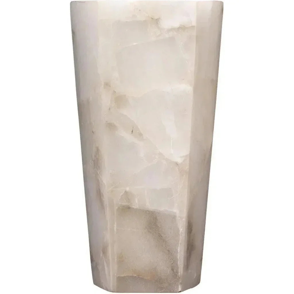 White Alabaster Borealis Tall Hexagon Wall Sconce - LOOMLAN - Jamie Young - Wall Sconces