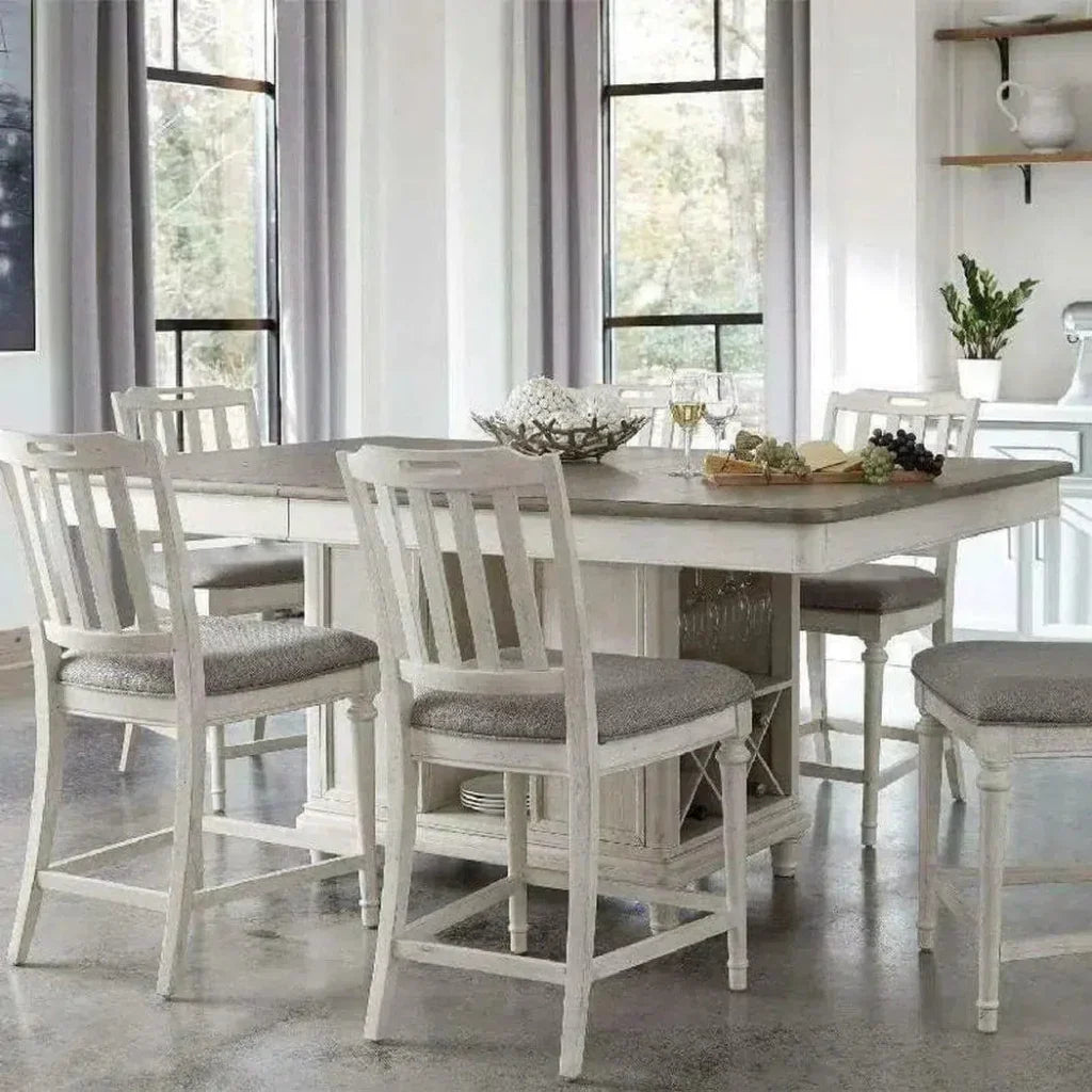 White Armless Counter Height Stool with Back - LOOMLAN - Panama Jack - Counter Stools