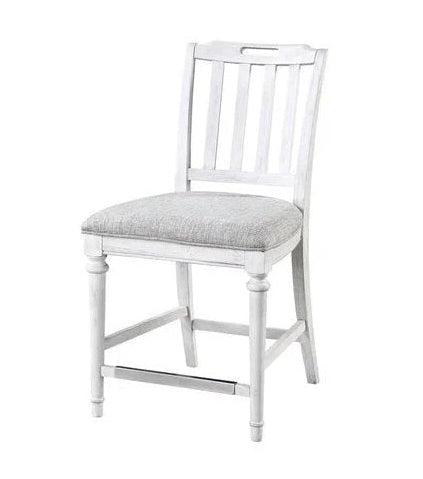 White Armless Counter Height Stool with Back