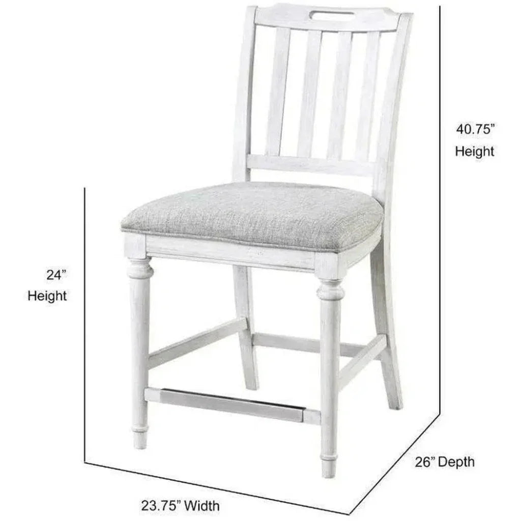 White Armless Counter Height Stool with Back - LOOMLAN - Panama Jack - Counter Stools