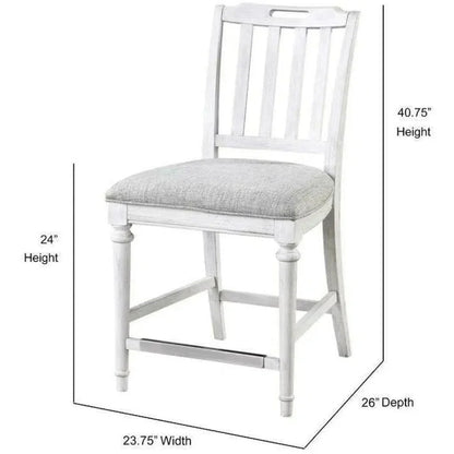 White Armless Counter Height Stool with Back - LOOMLAN - Panama Jack - Counter Stools