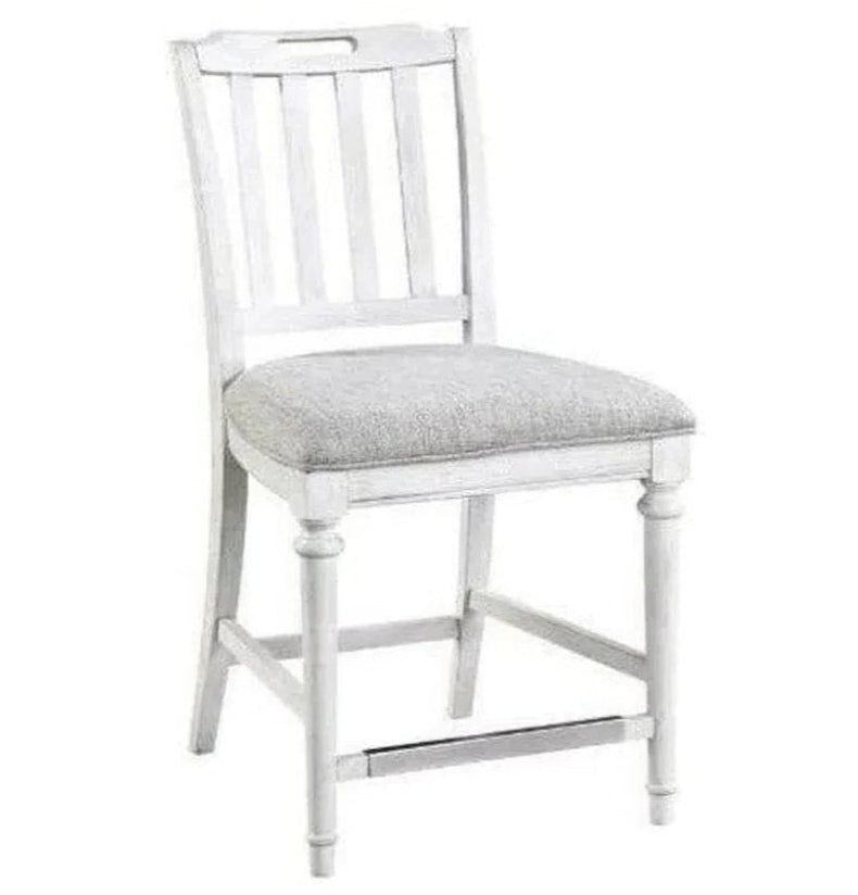 White Armless Counter Height Stool with Back