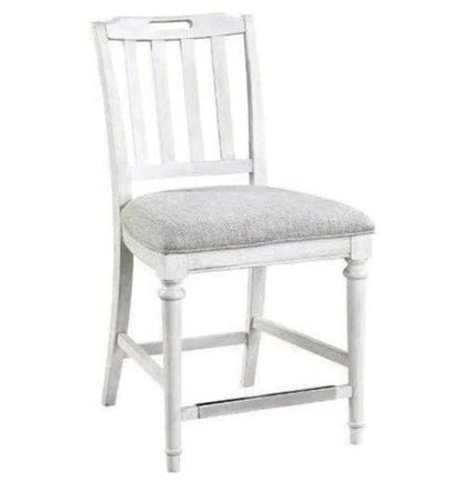 White Armless Counter Height Stool with Back