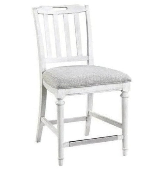 White Armless Counter Height Stool with Back