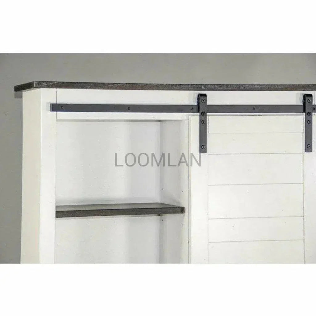 White Barn Door Bookcase With Wood Shelves - LOOMLAN - Sunny D - Bookcases