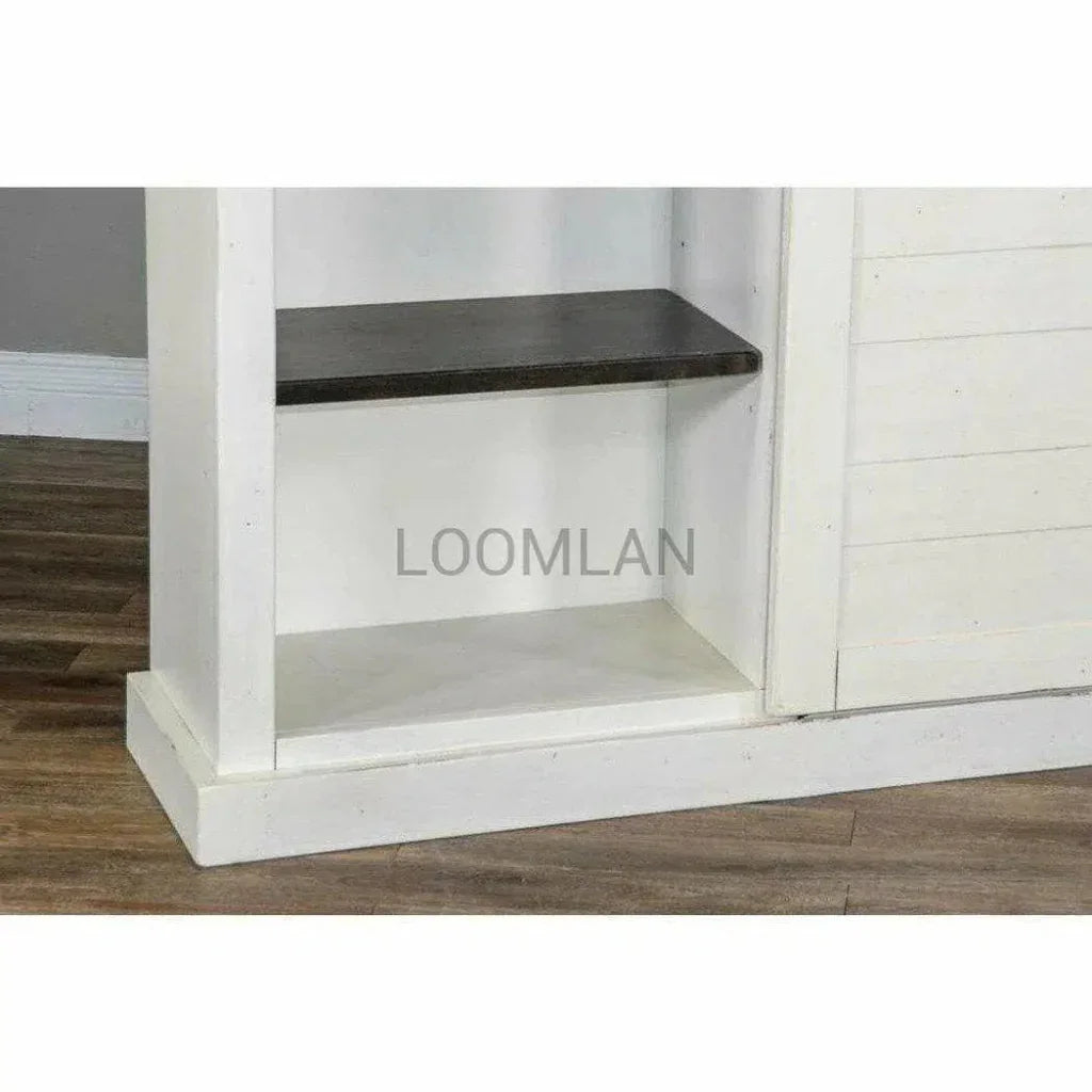White Barn Door Bookcase With Wood Shelves - LOOMLAN - Sunny D - Bookcases