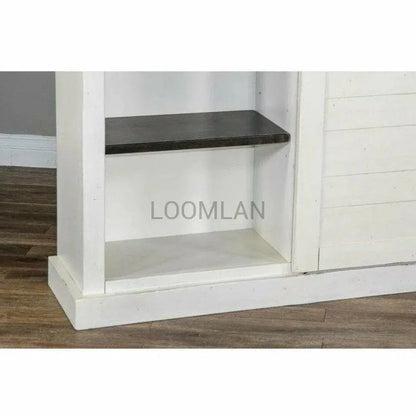 White Barn Door Bookcase With Wood Shelves - LOOMLAN - Sunny D - Bookcases