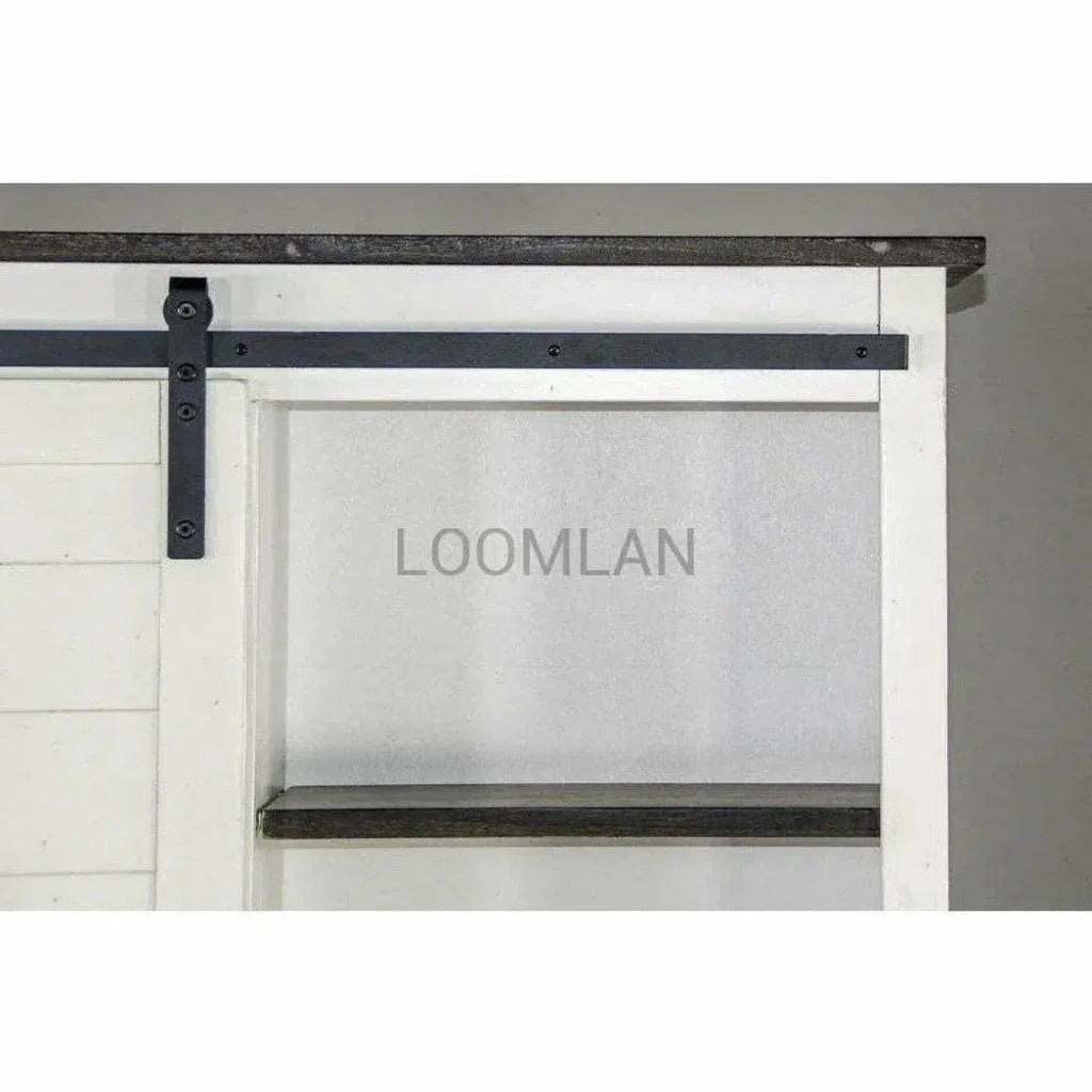 White Barn Door Bookcase With Wood Shelves - LOOMLAN - Sunny D - Bookcases