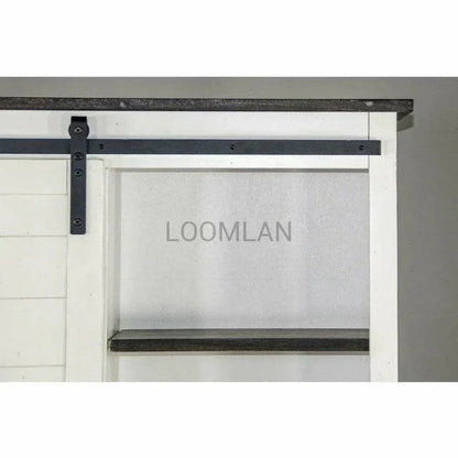 White Barn Door Bookcase With Wood Shelves - LOOMLAN - Sunny D - Bookcases