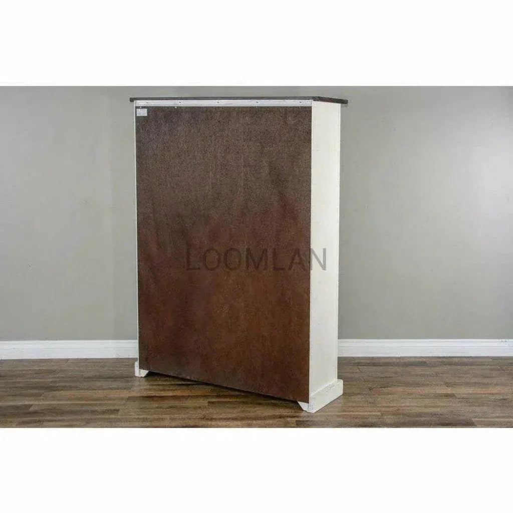 White Barn Door Bookcase With Wood Shelves - LOOMLAN - Sunny D - Bookcases