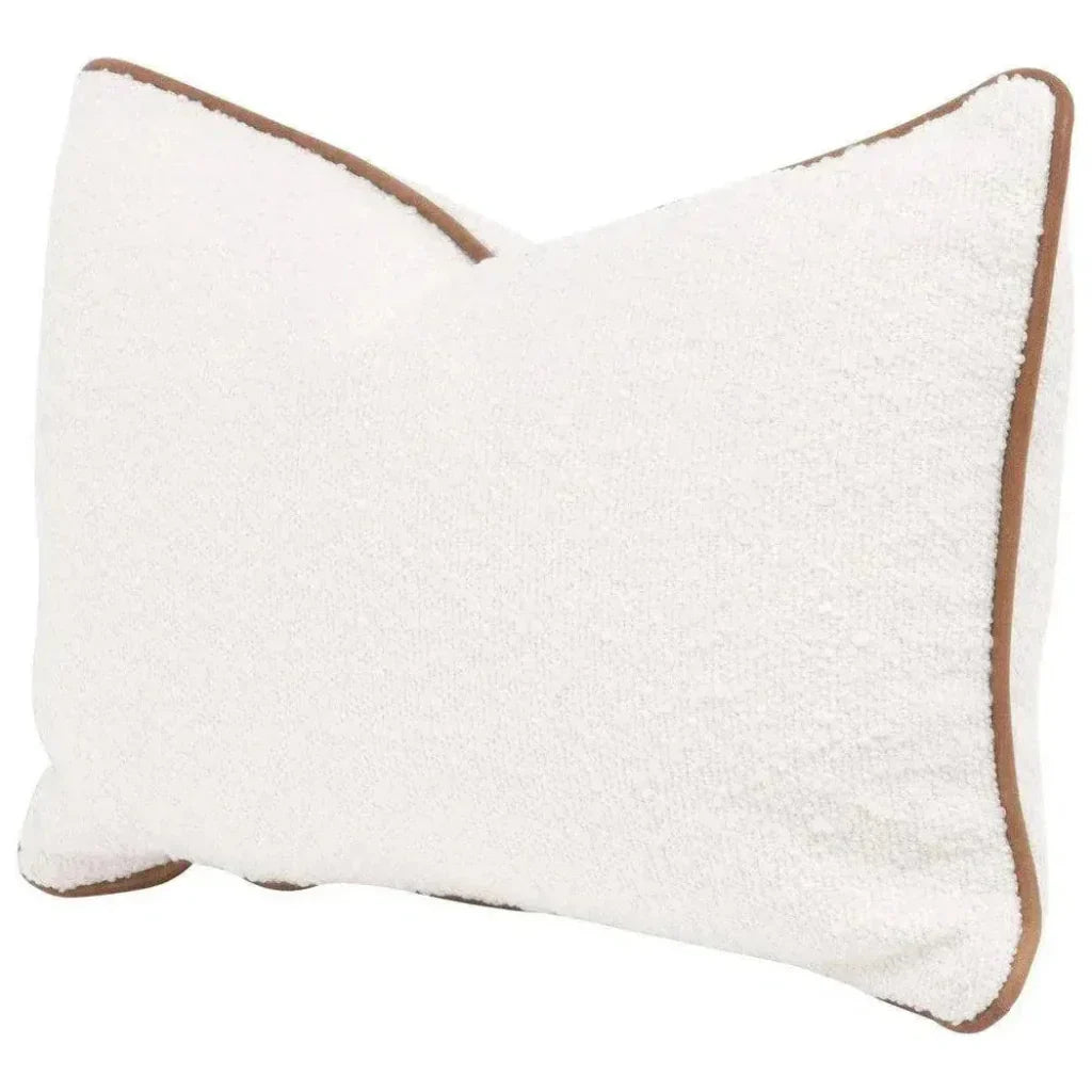 White Boucle Piping Lumbar Throw Pillow Insert - 2PC - LOOMLAN - Essentials For Living - Throw Pillows