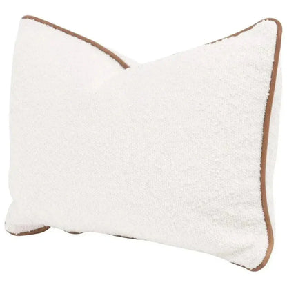 White Boucle Piping Lumbar Throw Pillow Insert - 2PC - LOOMLAN - Essentials For Living - Throw Pillows